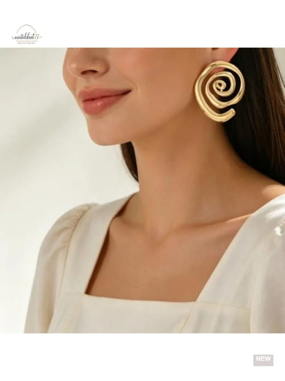 Irregular Geometric Spiral Chunky Dangle Earrings Large Statement Metal Jewelry